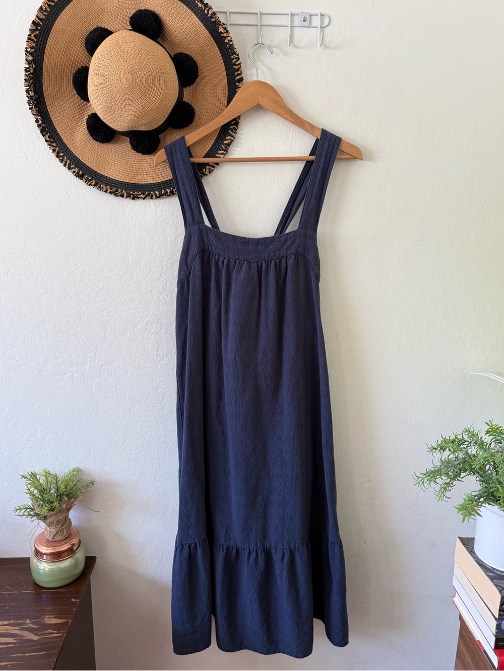 Carve Designs Navy Blue Organic Cotton Midi Dress Size Small